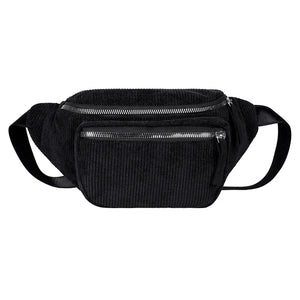Women's Corduroy Waist Zipper Chest Bag