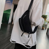 Women's Corduroy Waist Zipper Chest Bag