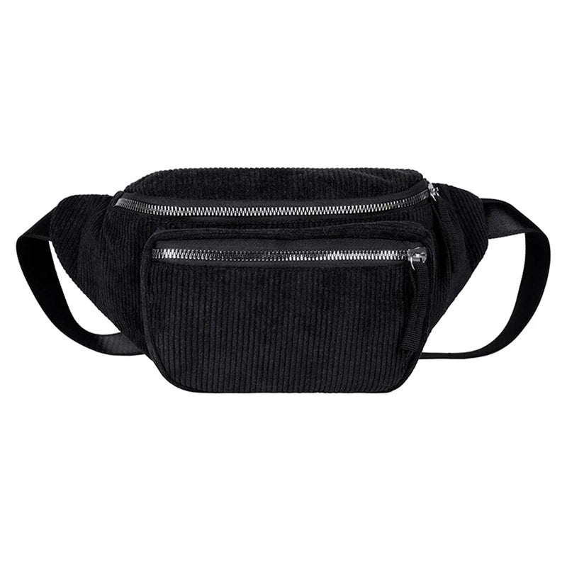 Women's Corduroy Waist Zipper Chest Bag