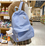 Women Corduroy Backpack Schoolbag Travel Rucksack Mochila