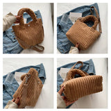 Corduroy Women'S Bucket Bag Soft Handbags Totes Crossbody Shoulder Bags