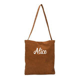Personalized Corduroy Women's Tote Bag with Embroidery