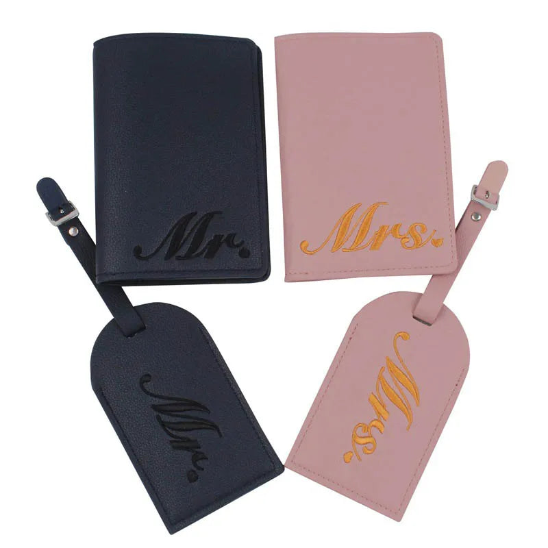 Embroidery Mr Mrs Lover Wedding Passport Cover Set