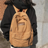 Couples College Student Backpack Ins Girl Boy Canvas Green Laptop