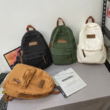 Couples College Student Backpack Ins Girl Boy Canvas Green Laptop
