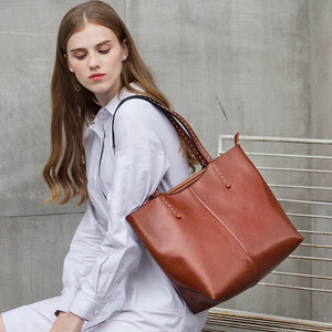 Cow Leather Ladies Shoulder Bags Big Women Leather Handbags