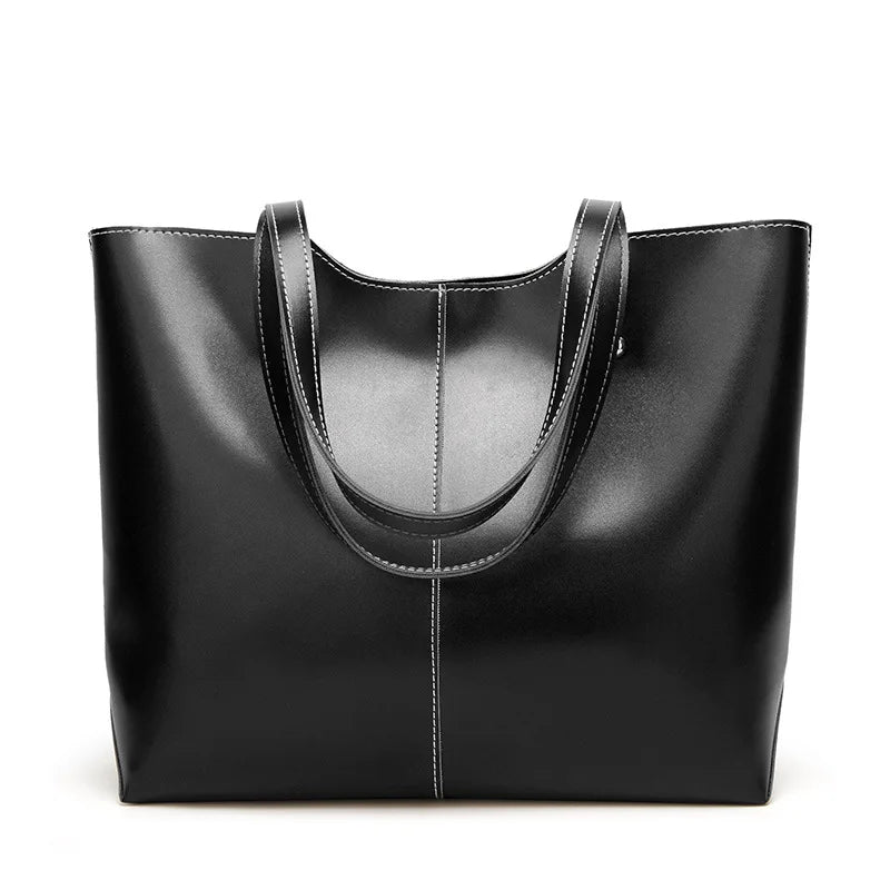 Cow Leather Ladies Shoulder Bags Big Women Leather Handbags