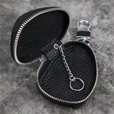 Cowhide Leather Unisex Key Wallet Crocodile Pattern Zipper Key Holder