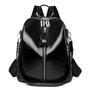 Cowhide High Travel Girls Backpack Women Rucksack Student School Bag