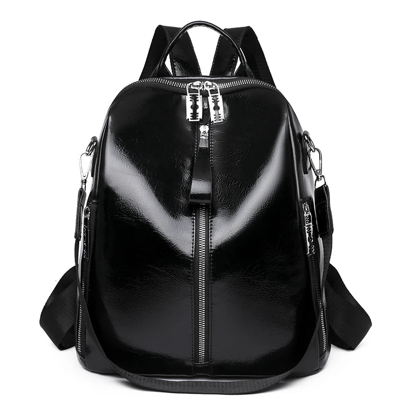 Cowhide High Travel Girls Backpack Women Rucksack Student School Bag