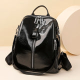 Cowhide High Travel Girls Backpack Women Rucksack Student School Bag