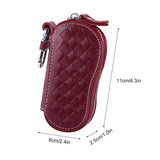 Cowhide Key Holder Case Bag Leather Keychain Cover Zipper Housekeeper