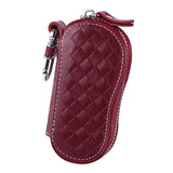 Cowhide Key Holder Case Bag Leather Keychain Cover Zipper Housekeeper