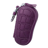 Cowhide Key Holder Case Bag Leather Keychain Cover Zipper Housekeeper