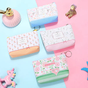 Floral Small Bag Earphone Key Coin Women's Wallet