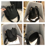 Crocodile Leather Ladies Bucket Shoulder Bag Large Capacity PU Leather Ladies Ha