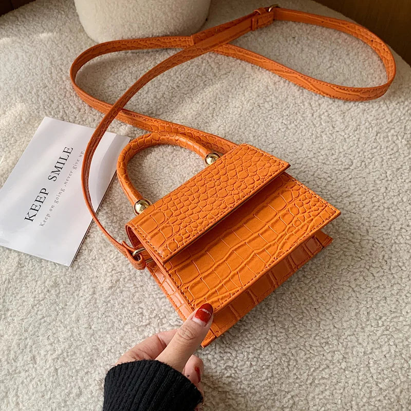 Crocodile Pattern Female Bag Messenger Bag One-shoulder Portable Small Square Ba