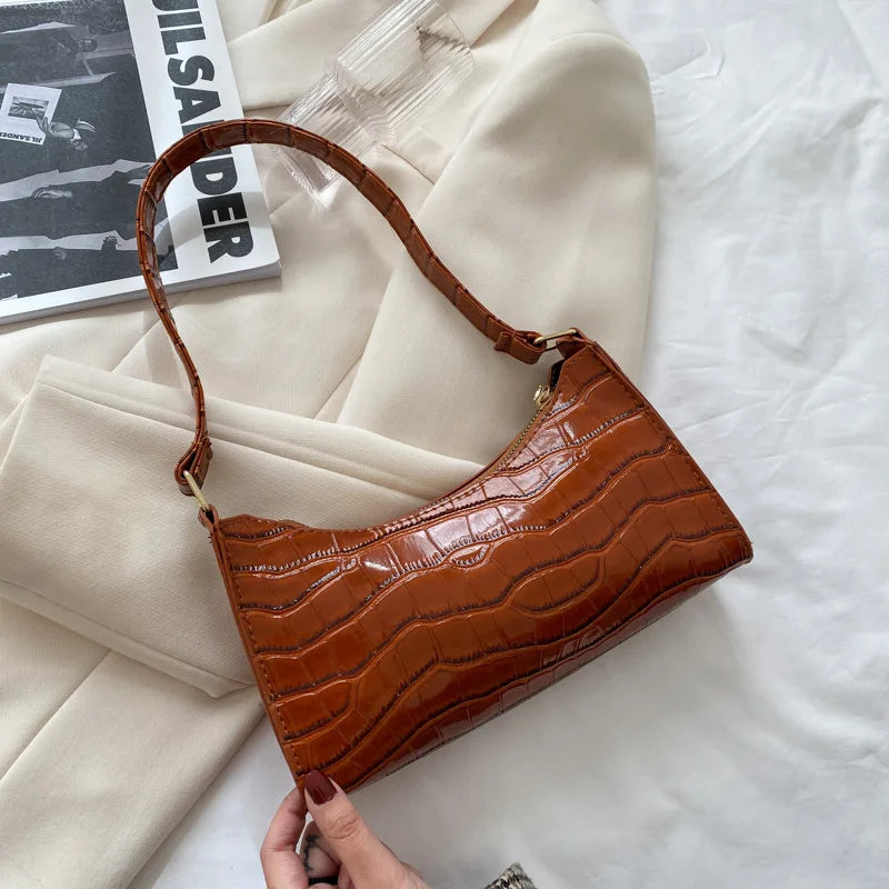 Crocodile Print Shoulder Bag Purse Handbag for Women