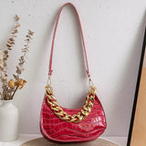 Crocodile Pattern Shoulder Bag for Women PU Leather Underarm Bags