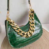 Crocodile Pattern Shoulder Bag for Women PU Leather Underarm Bags