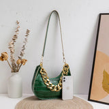 Crocodile Pattern Shoulder Bag for Women PU Leather Underarm Bags