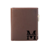 Personalized Mens Tri-Fold PU Leather Wallet with Initial Monogram