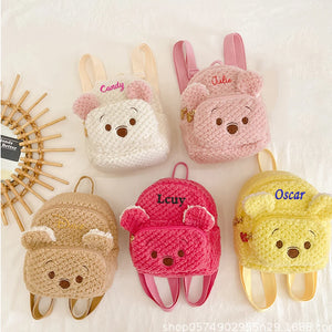 Personalized Plush Bear Backpack for Kids, Small Cartoon Mini Schoolbag