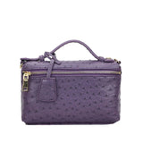 Ostrich Pattern Leather Clutch Bag with Chain