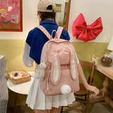 Girls Backpack Rabbit Ears Student School Bags for Kids
