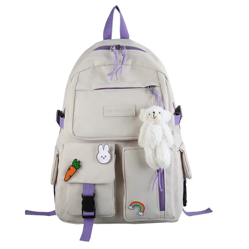 Bear Girl Backpack Waterproof Women Shoulder Schoolbag For Teenage
