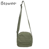 Canvas Shoulder Bag Solid Crossbody Bags Small Square Bag Satchels