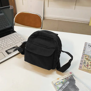 Canvas Shoulder Bag Solid Crossbody Bags Small Square Bag Satchels