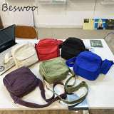 Canvas Shoulder Bag Solid Crossbody Bags Small Square Bag Satchels