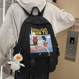 Cartoon Printed Backpack Women College Student Bag Nylon Waterproof Backpacks
