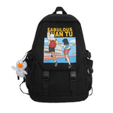 Cartoon Printed Backpack Women College Student Bag Nylon Waterproof Backpacks