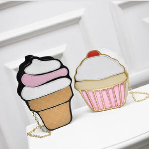 Cartoon Women Ice cream Cupcake Mini Bag PU Leather Small Chain Clutch Crossbody