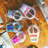 Transparent Drink Bottle Crossbody Bag PVC Chain Purse Shoulder Tote