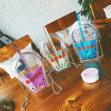 Transparent Drink Bottle Crossbody Bag PVC Chain Purse Shoulder Tote