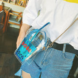 Transparent Drink Bottle Crossbody Bag PVC Chain Purse Shoulder Tote