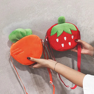 Strawberry Carrot Cotton Shoulder Crossbody Bag for Women