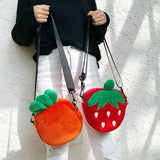 Strawberry Carrot Cotton Shoulder Crossbody Bag for Women