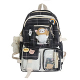 Grid Backpack Women Waterproof High School Bags for Teenage Girl