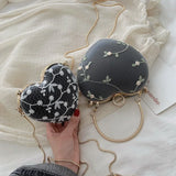 Embroidery Heart Shape Crossbody Lace Shoulder Bag