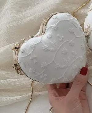 Embroidery Heart Shape Crossbody Lace Shoulder Bag