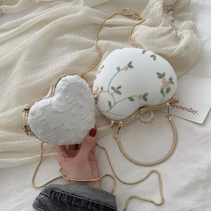 Embroidery Heart Shape Crossbody Lace Shoulder Bag