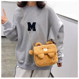 Plush Bear Bag Doll Shoulder Bag Female Plush Messenger Bag