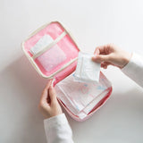 Sanitary Napkins Package Organizer Bag Striped Cosmetic Travel Storage