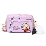 Women's Small Shoulder Bag with Bear Print