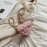 Heart Shaped Chain Shoulder Crossbody Bag PU Leather Handbag Purse