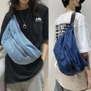 Denim Large Women Fanny Pack Unisex Waist Bags Trending Belt Bag